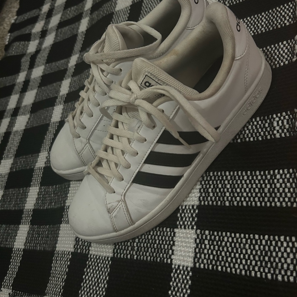 Adidas Classic White Sneakers with Black Stripes